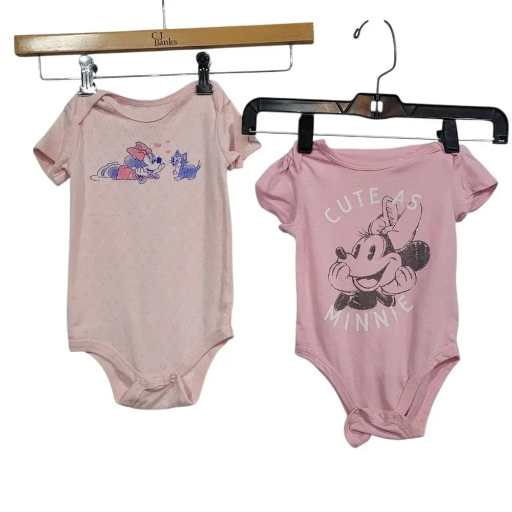 Disney Minnie Mouse SZ 18M LOT- 2 One Pieces, 2 Dress, 1 Top, Halloween PJS